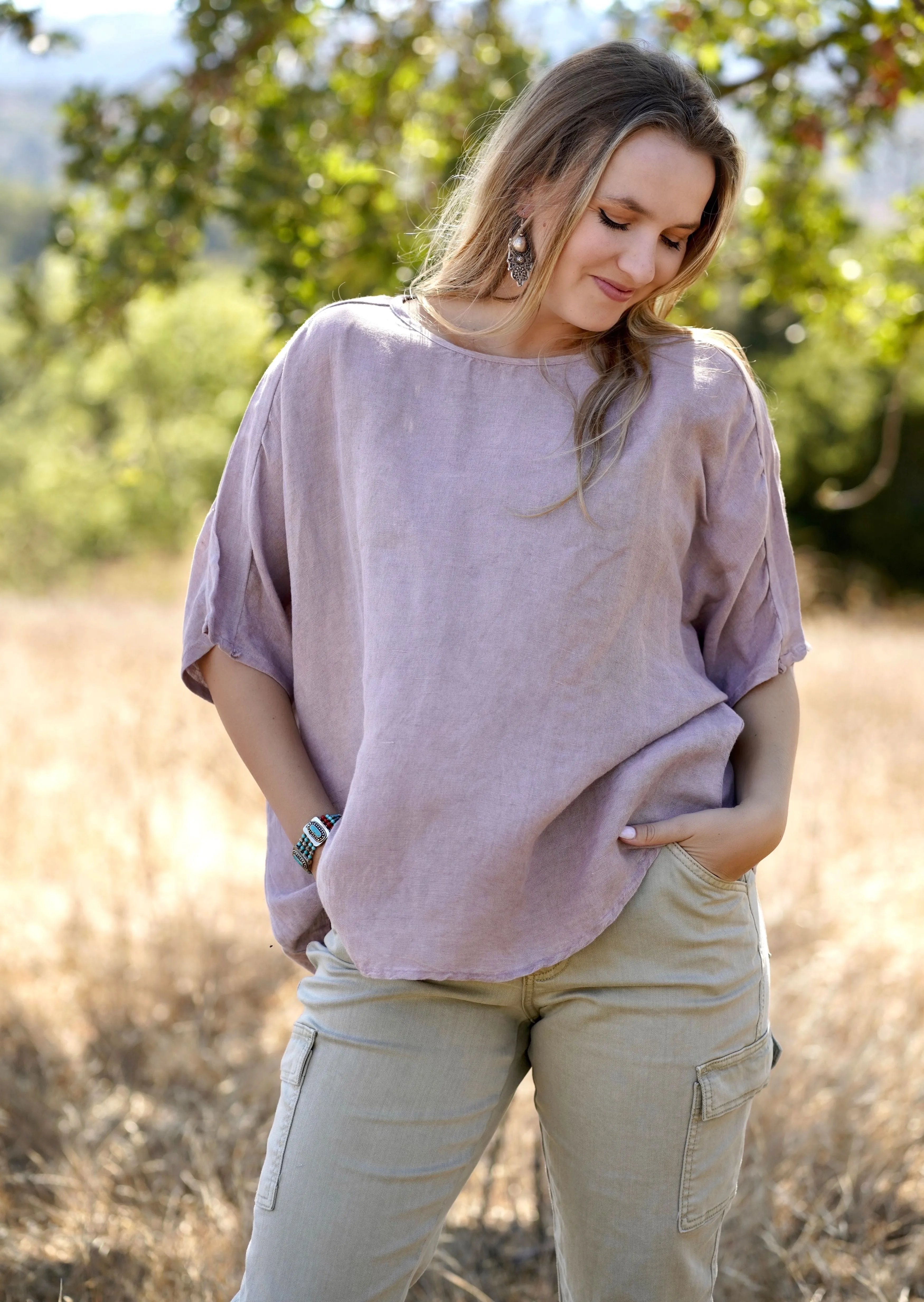 Everly Linen Blouse Dusty Rose