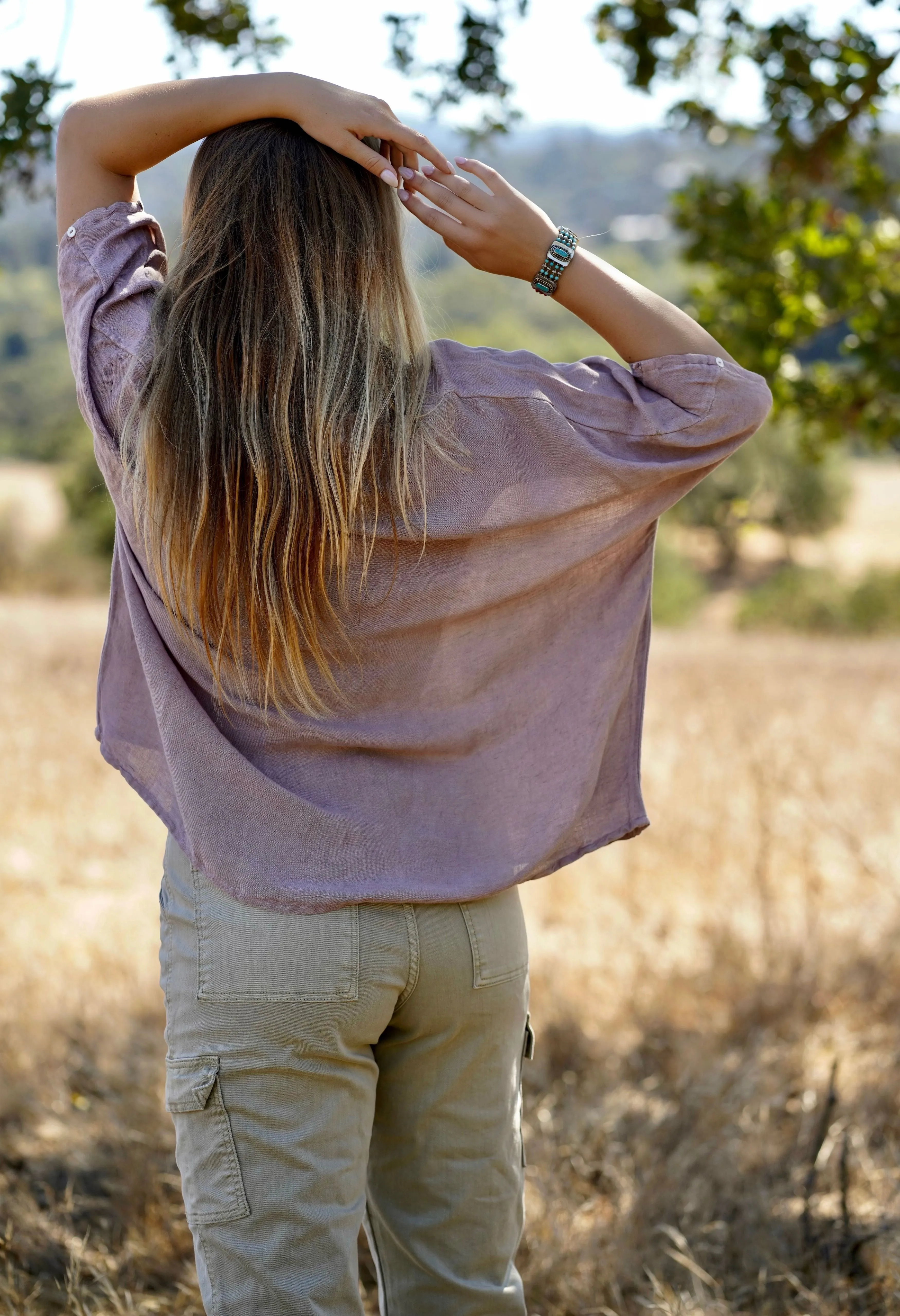 Everly Linen Blouse Dusty Rose