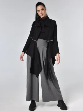 Extravagant Asymmetric Jacket with Zippers