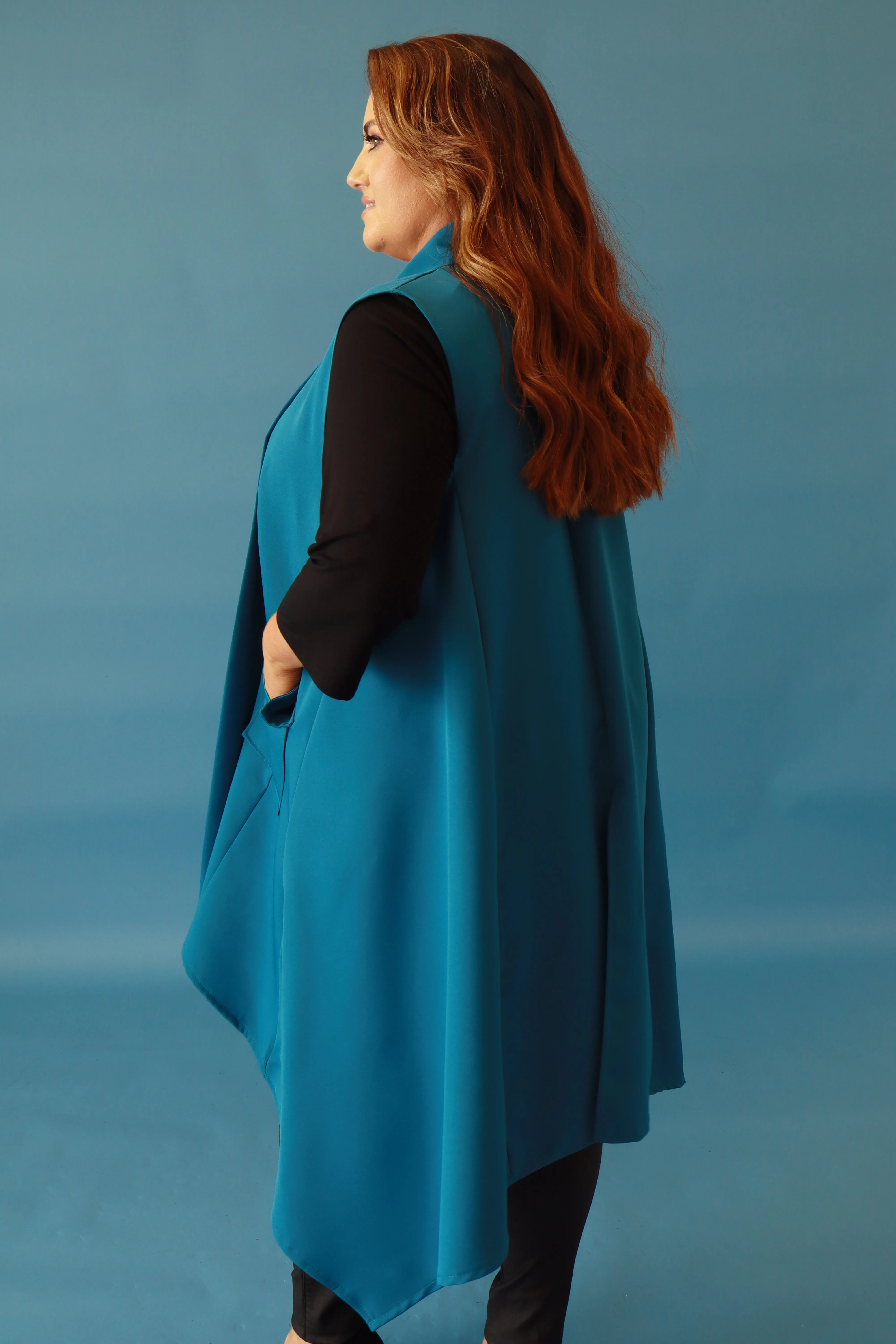 Faye Longline Teal Waistcoat