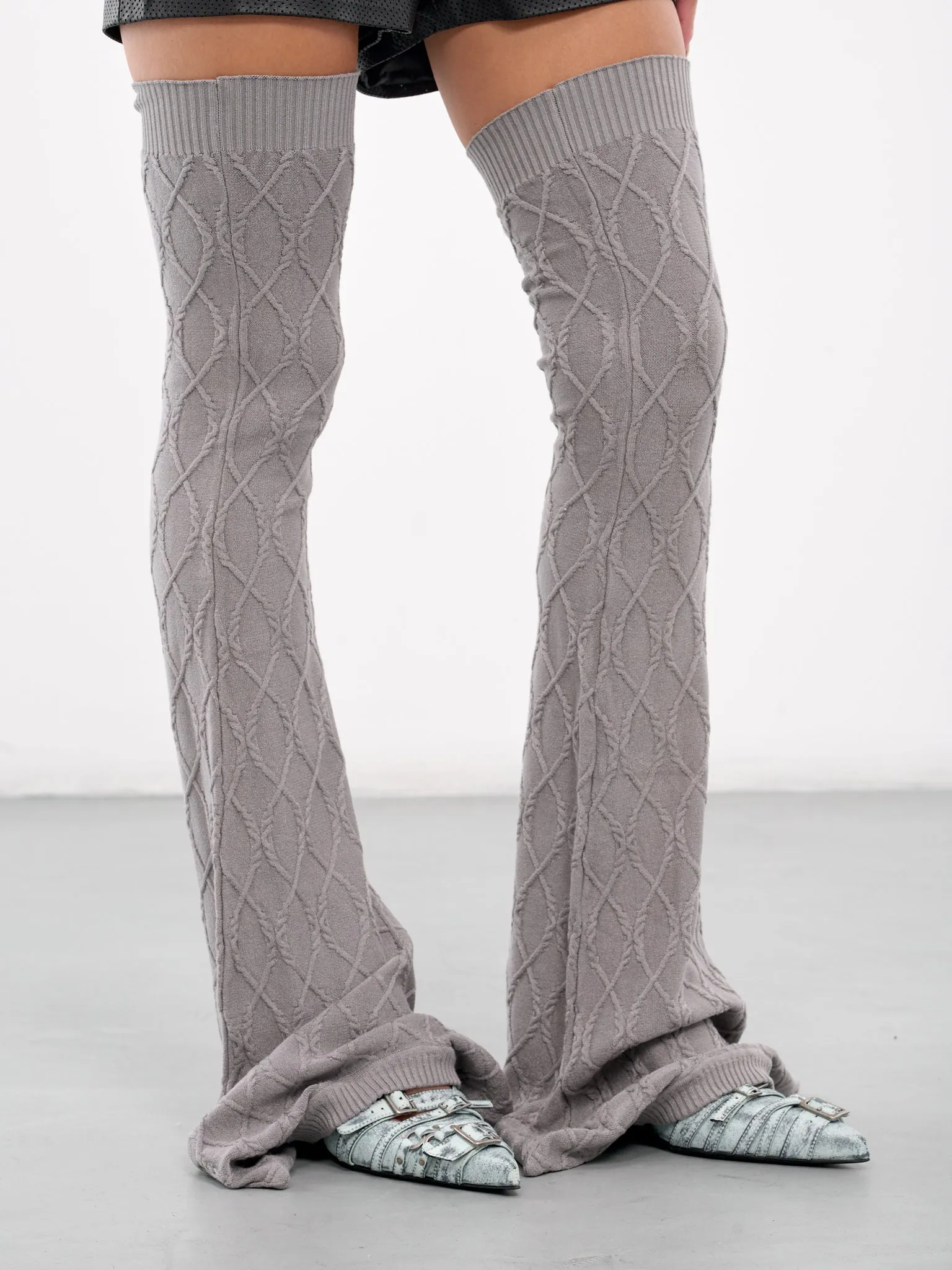 Flared Knit Leg Warmers (923-933-GREY)