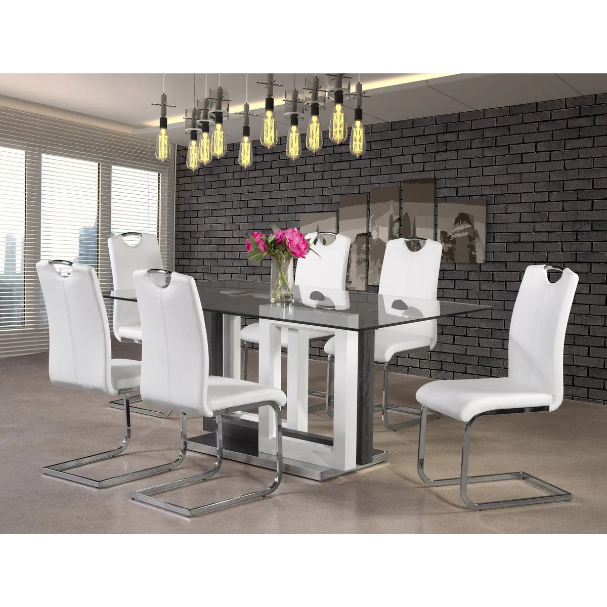 Floating White Leatherette Side Chair - Set of 2