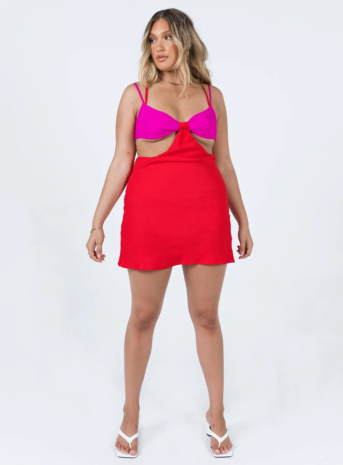 Foster Cut Out Mini Dress Pink / Red