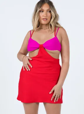 Foster Cut Out Mini Dress Pink / Red