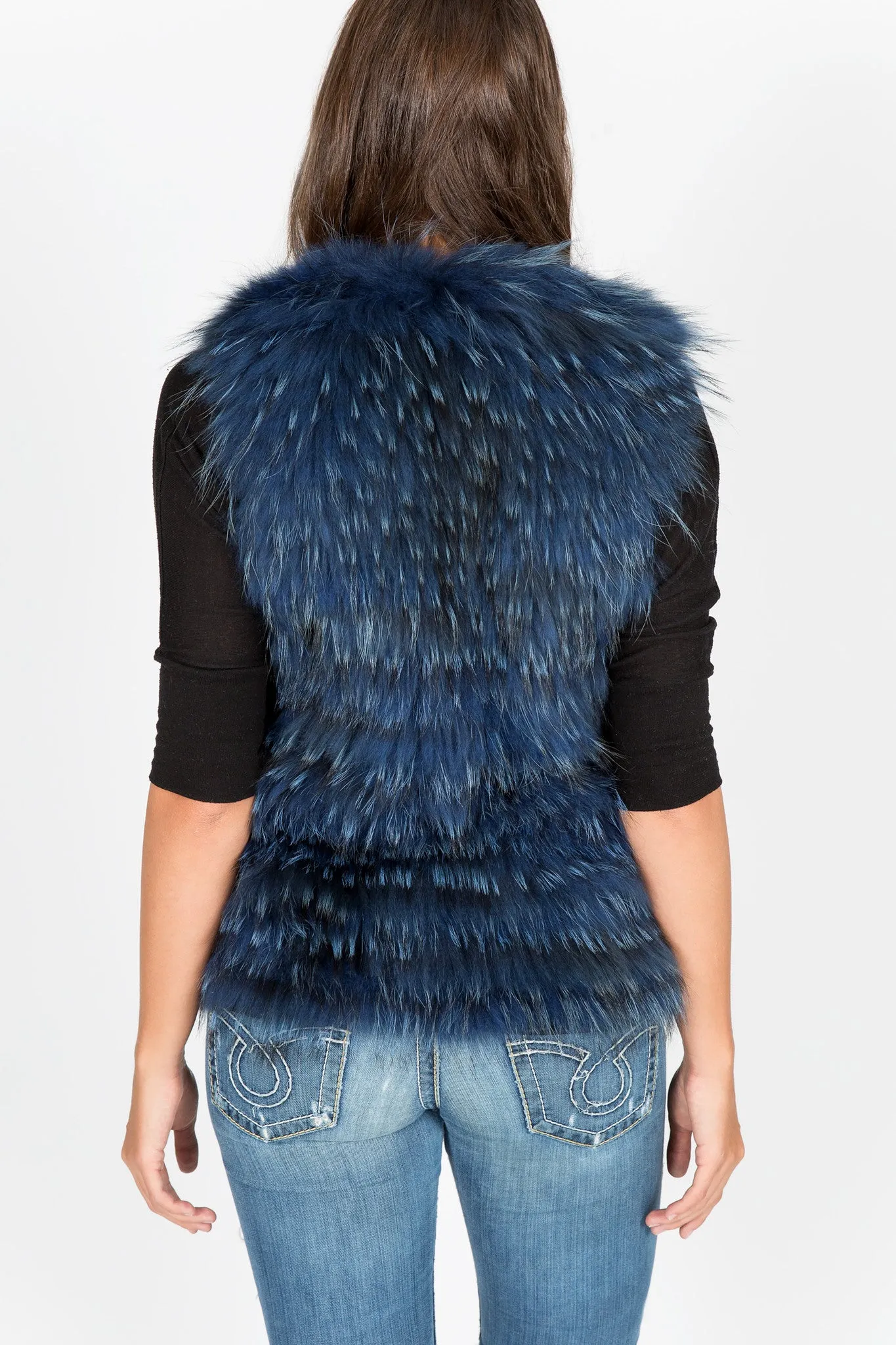 Fox Fur Vest/Gilet (Blue-Dyed)