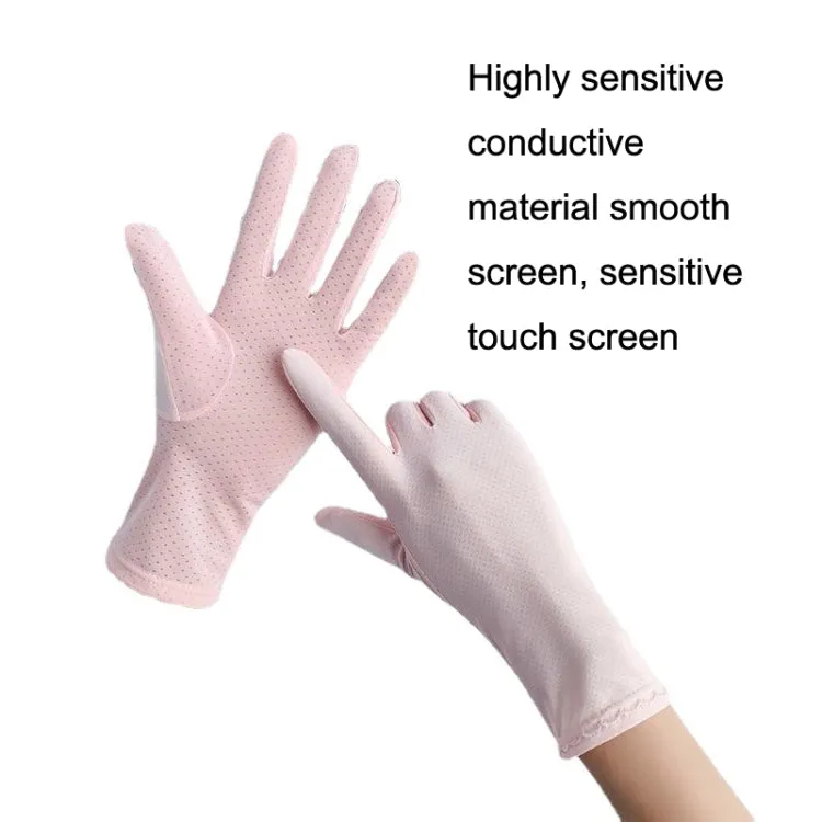 Free Code Summer Sunscreen Anti-ultraviolet Ice Silk Thin Gloves(Purple)