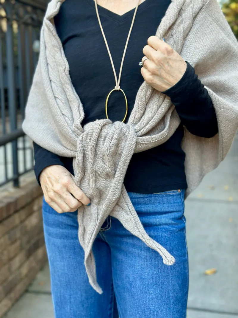 Free People Coastline Cable Knit Scarf - Oatmeal