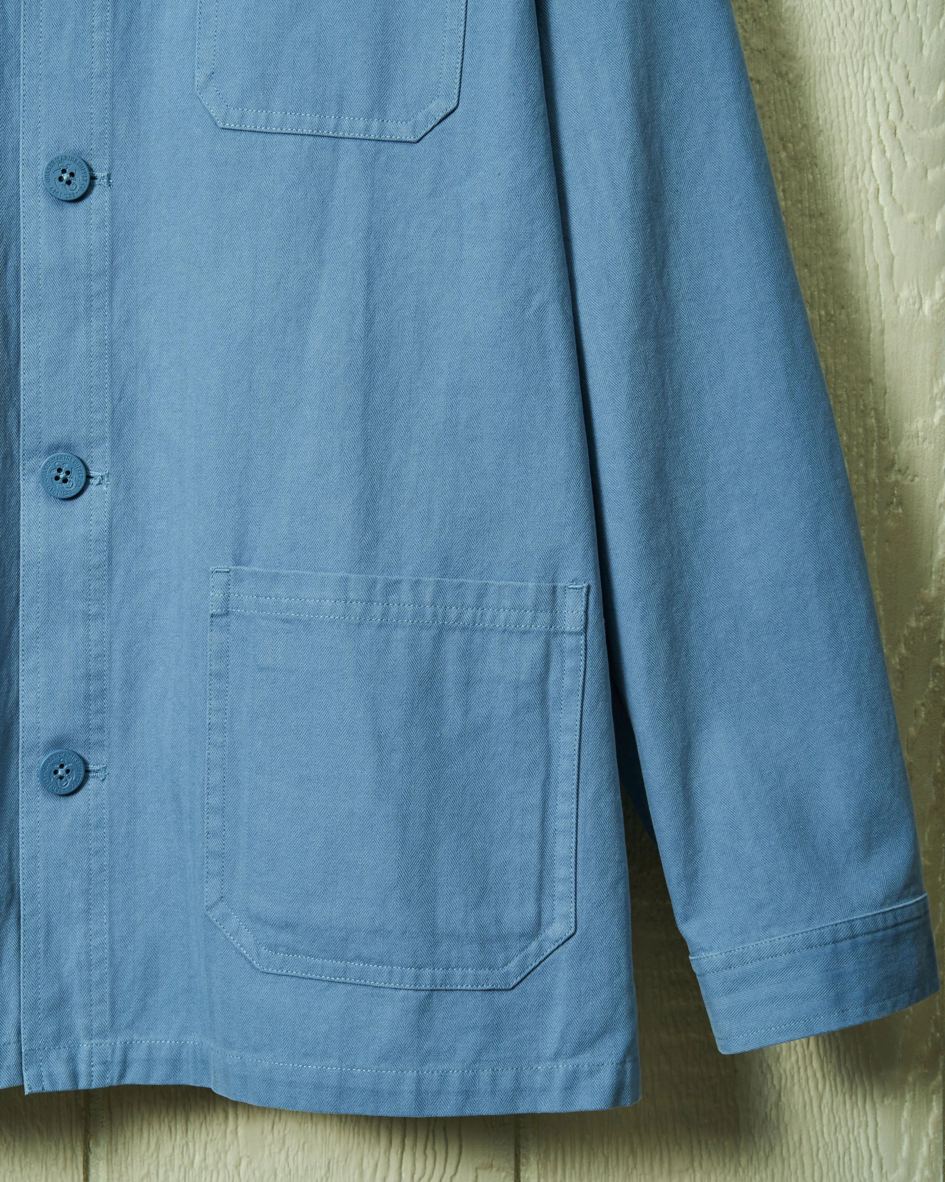 French Workman’s Jacket in Atlantic Blue Herringbone