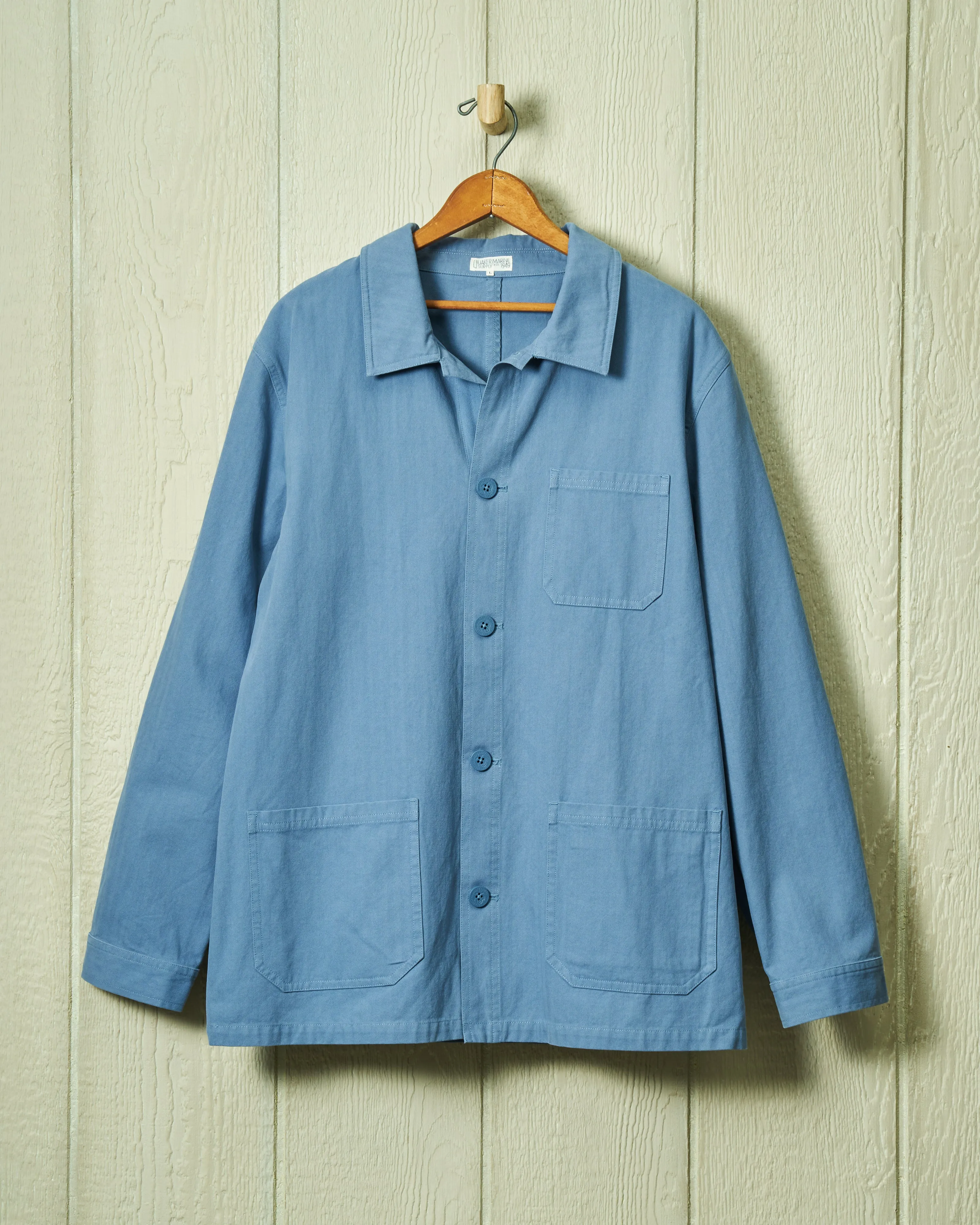 French Workman’s Jacket in Atlantic Blue Herringbone