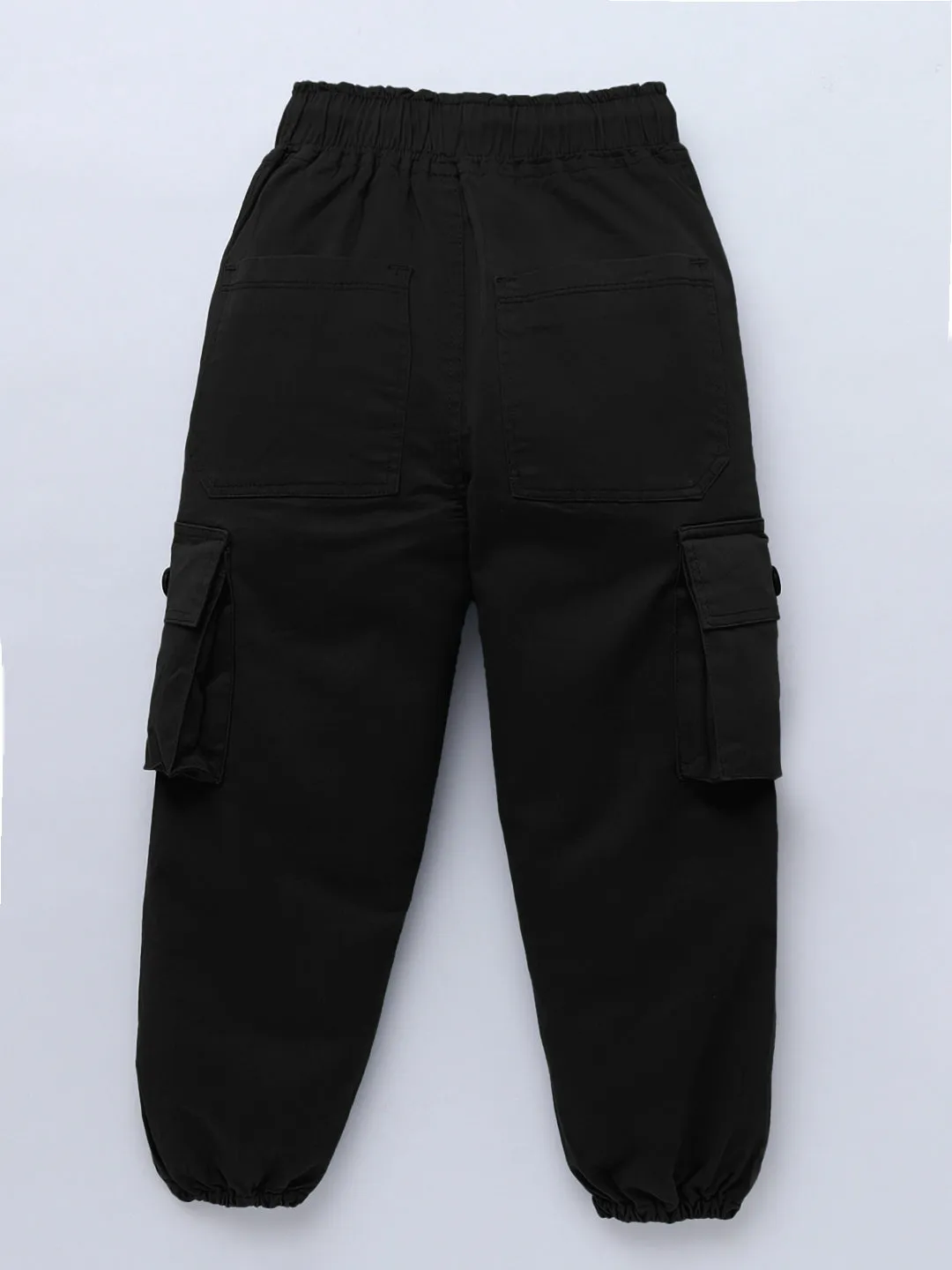 Girls Cotton Black Cargo