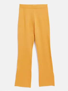 Girls Mustard Side Slit Bell Bottom Pants - Lyush Kids