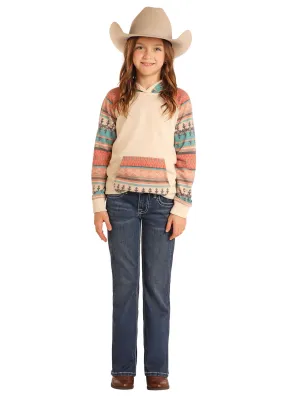 Girl's Rock & Roll Aztec & Stud Embroidered Boot Cut Jean