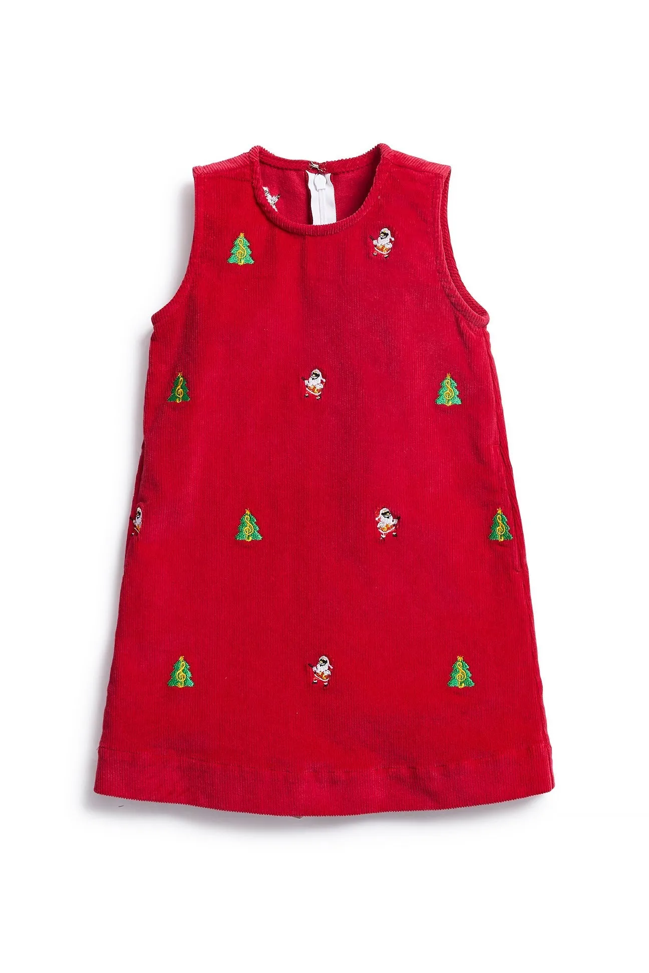 Girls Shift Dress Corduroy Crimson with Rockin Around the Christmas Tree