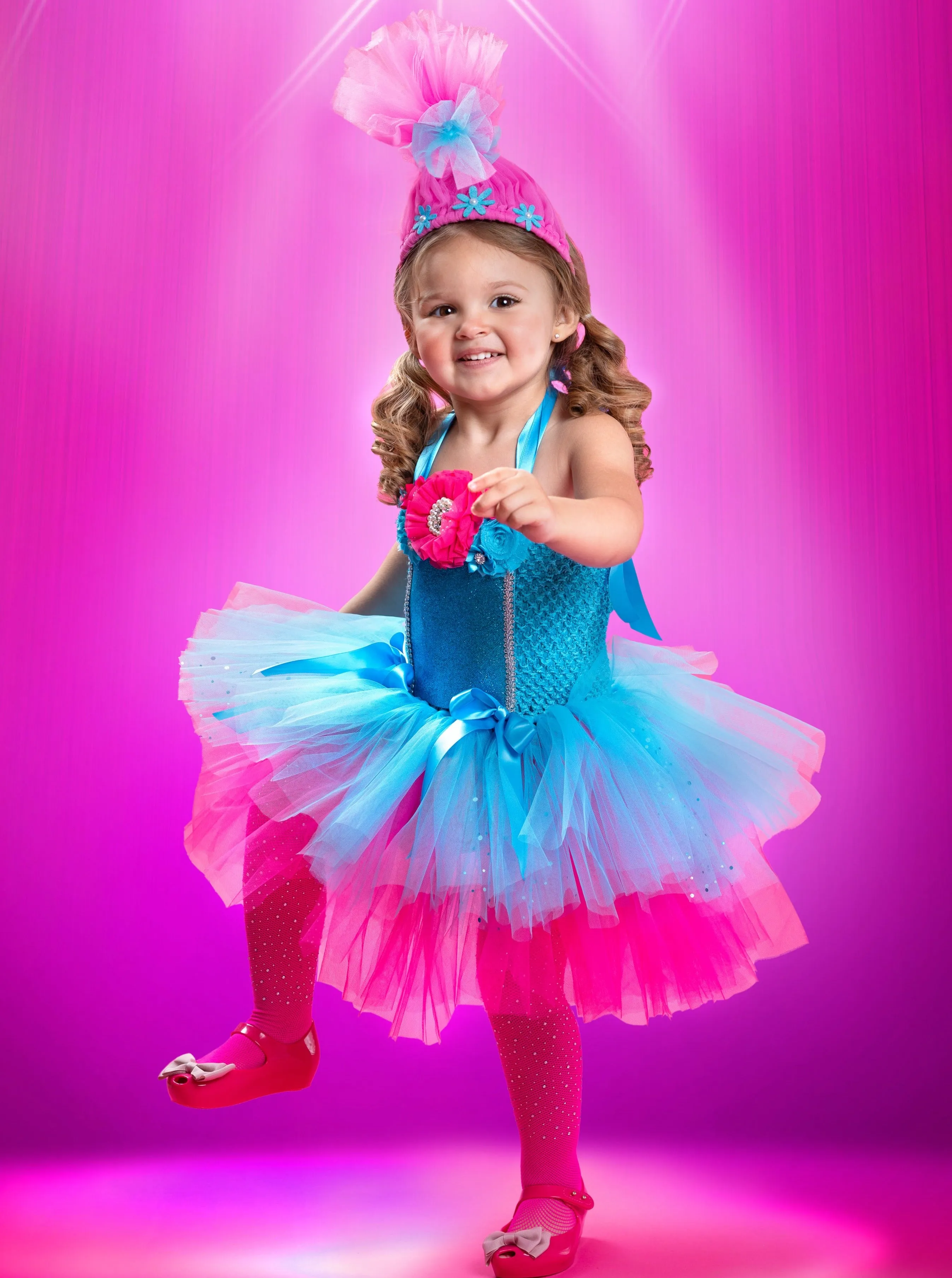 Girls Trolls Inspired Princess Poppy Dazzle Tutu Costume Dress