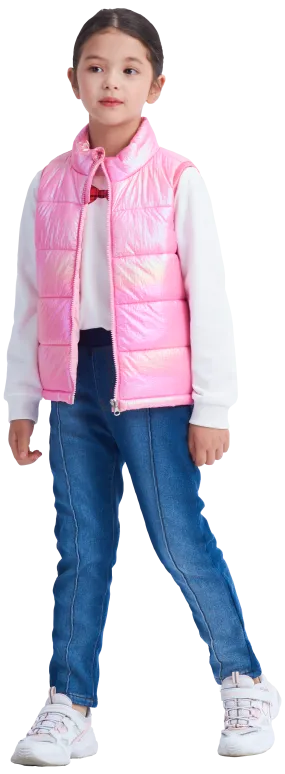 Girls Winter Puffer Vest, Winter Lightweight Gilet Pink