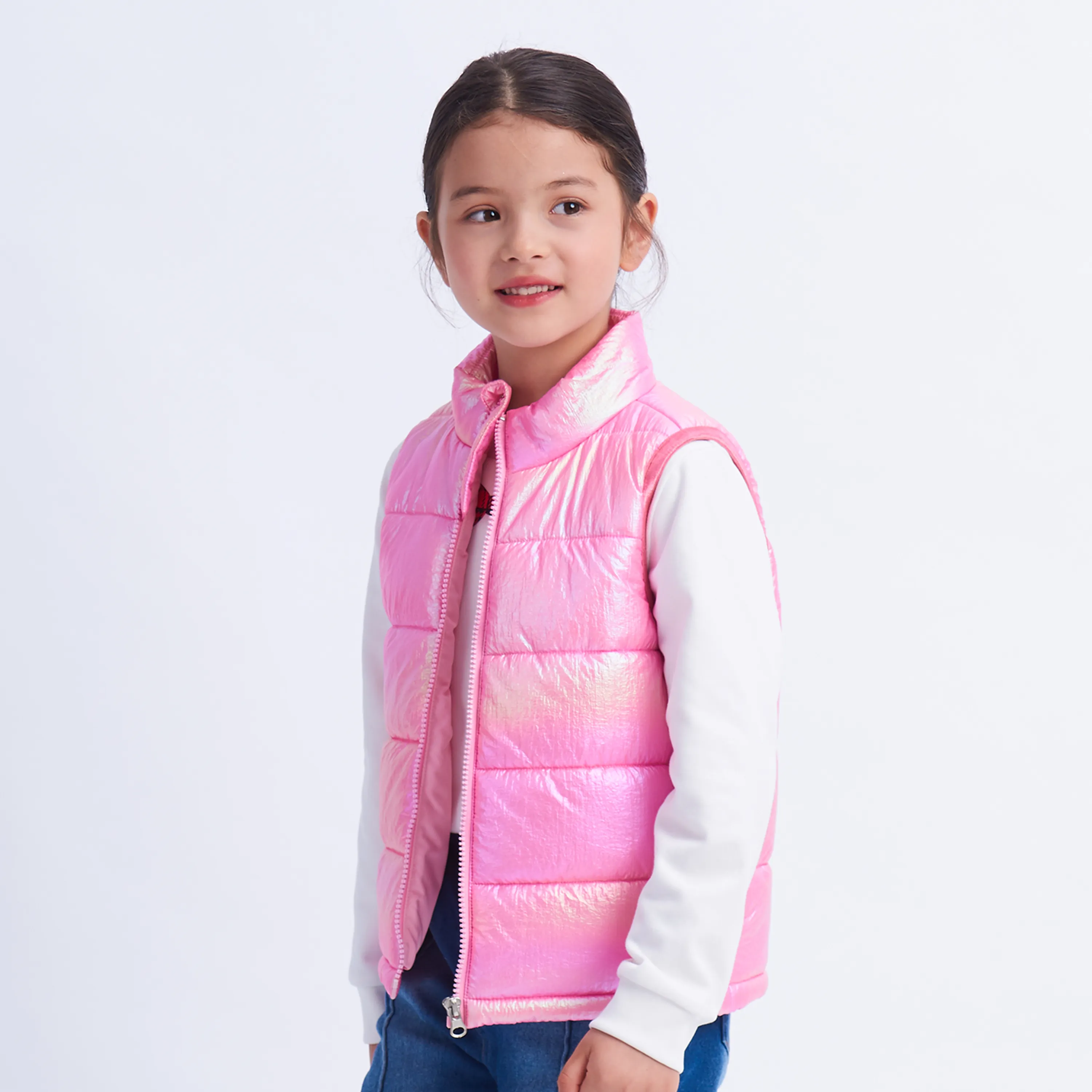 Girls Winter Puffer Vest, Winter Lightweight Gilet Pink