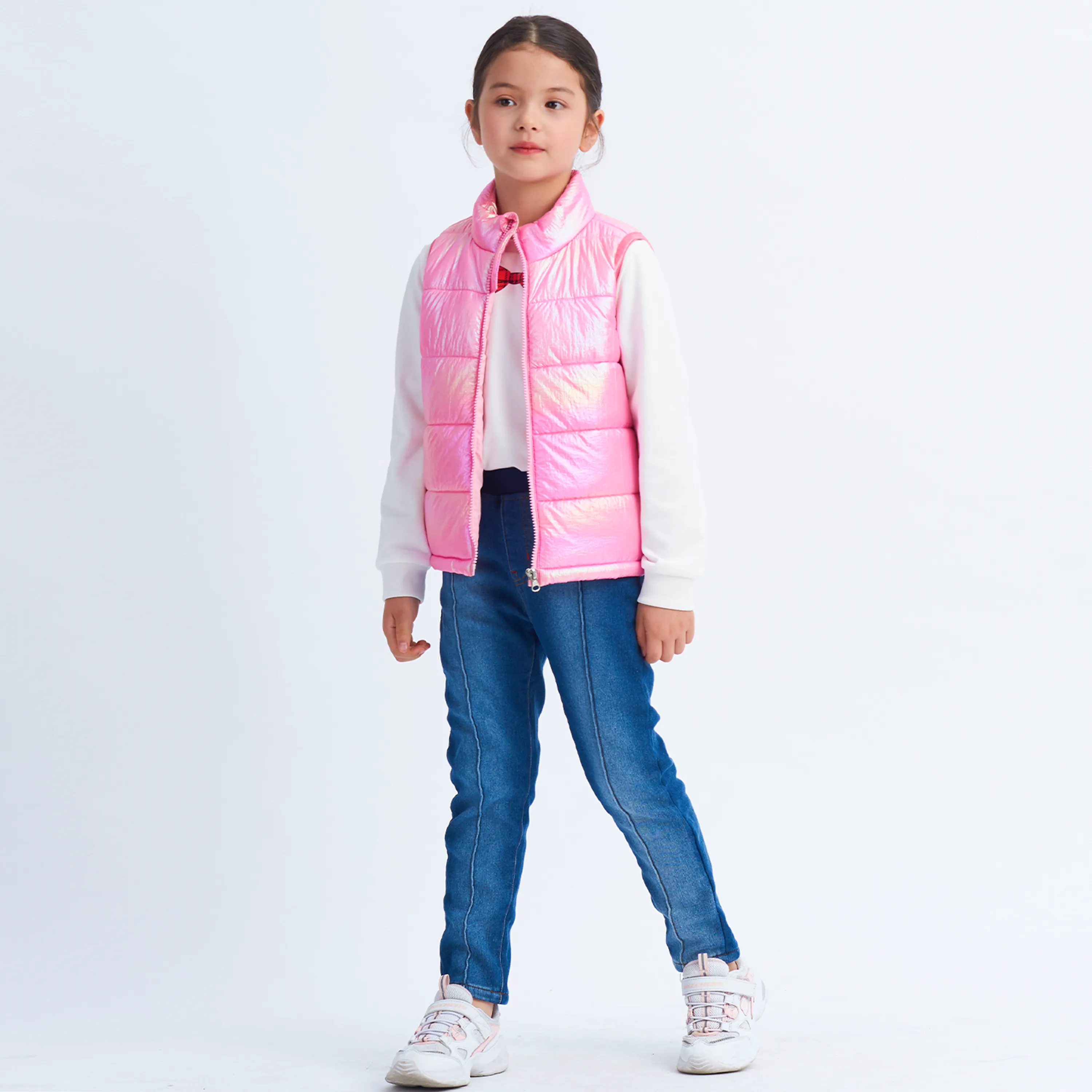 Girls Winter Puffer Vest, Winter Lightweight Gilet Pink