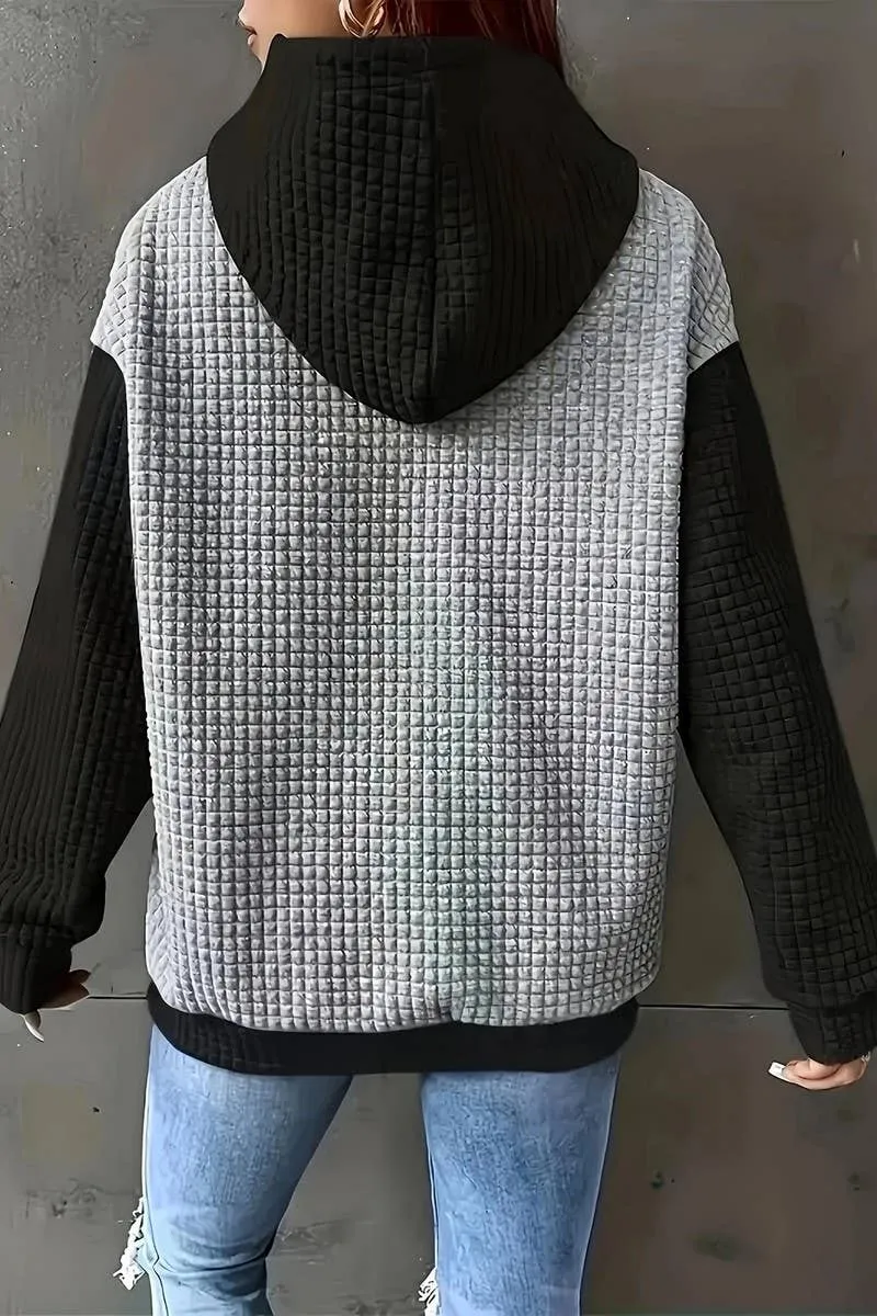 Gray & Black Color Block Hoodie