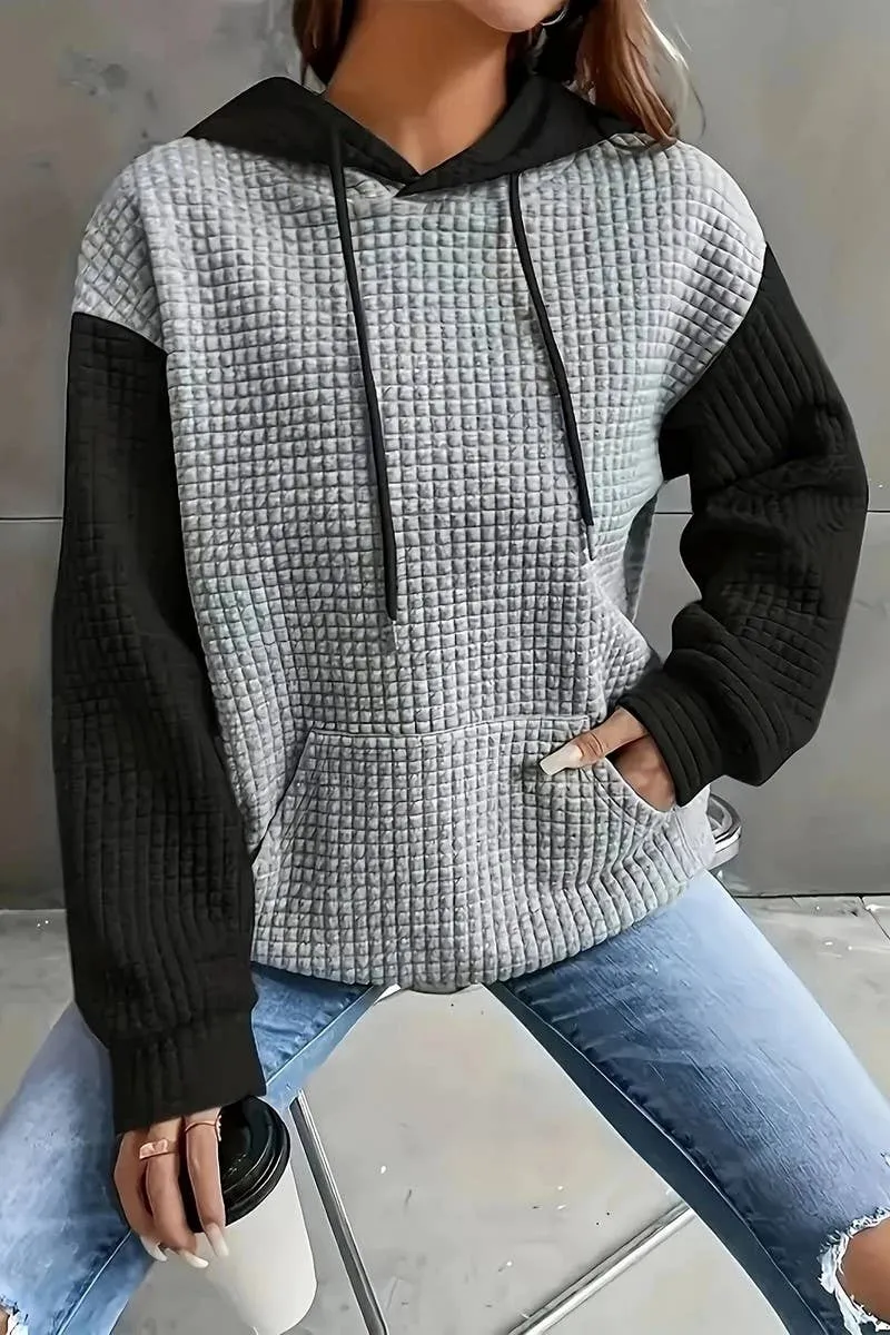 Gray & Black Color Block Hoodie