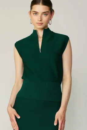 Green Half Zip Turtleneck Sweater Vest