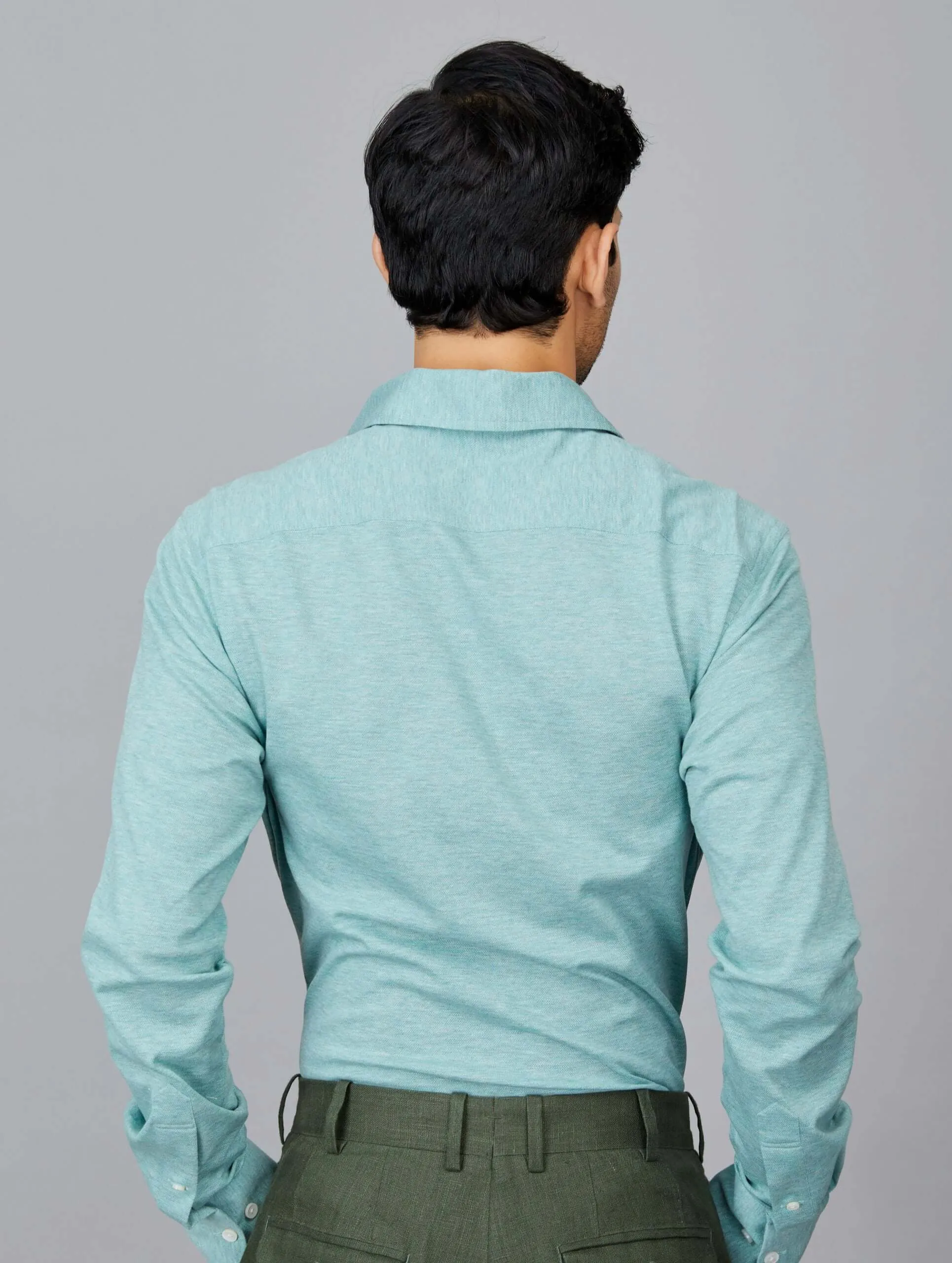 Green Open-Collar Polo Shirt