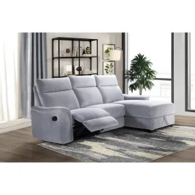 Grey Chenille 3-Piece Sectional with Storage Chaise & Recliner