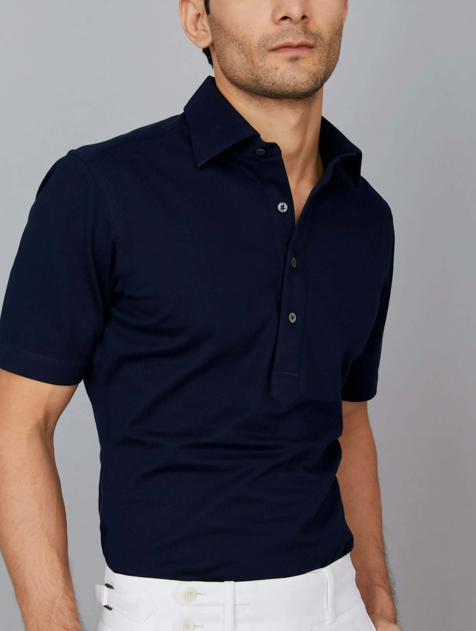 Half-Sleeve Popover Polo Shirt