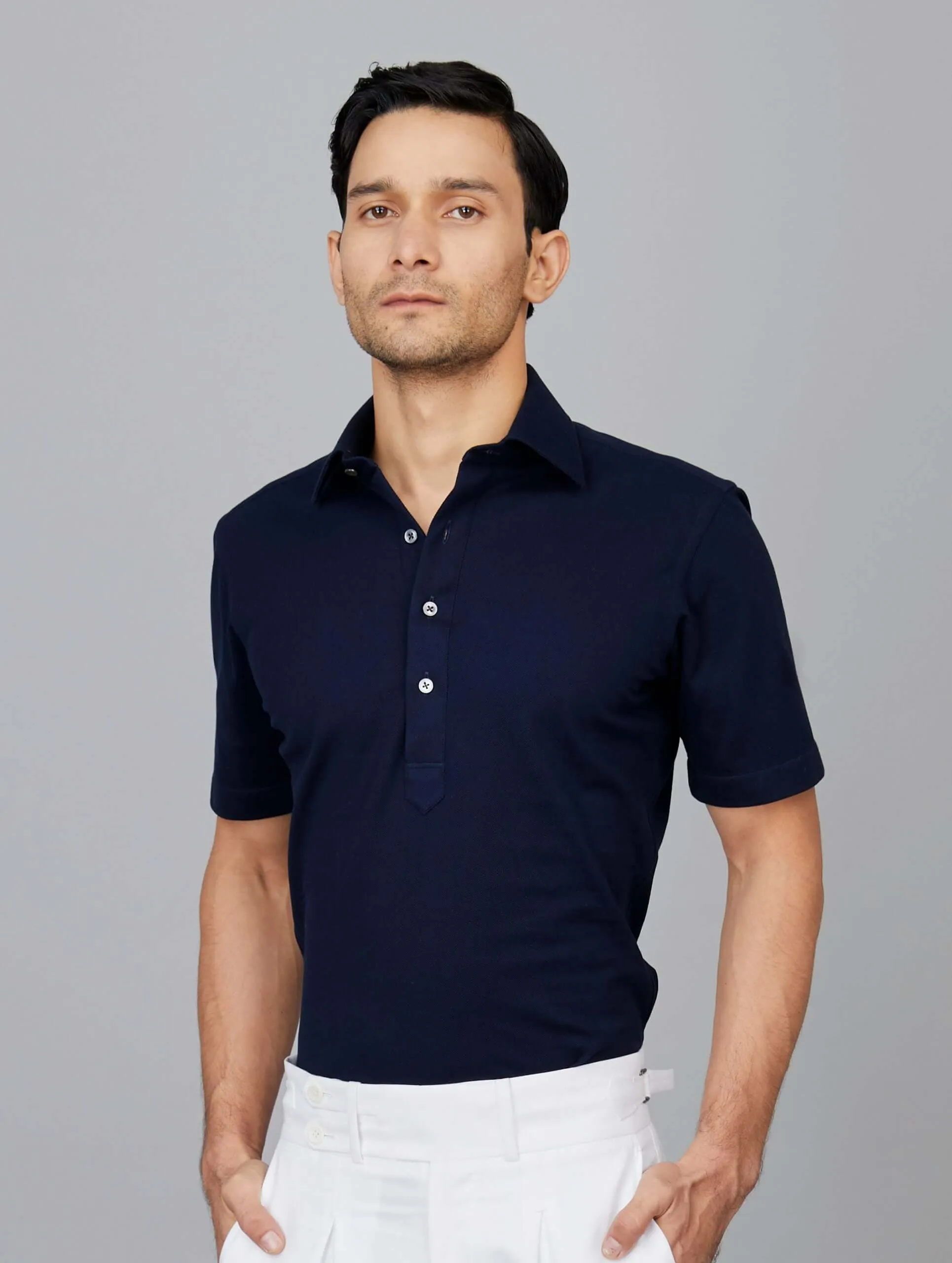 Half-Sleeve Popover Polo Shirt