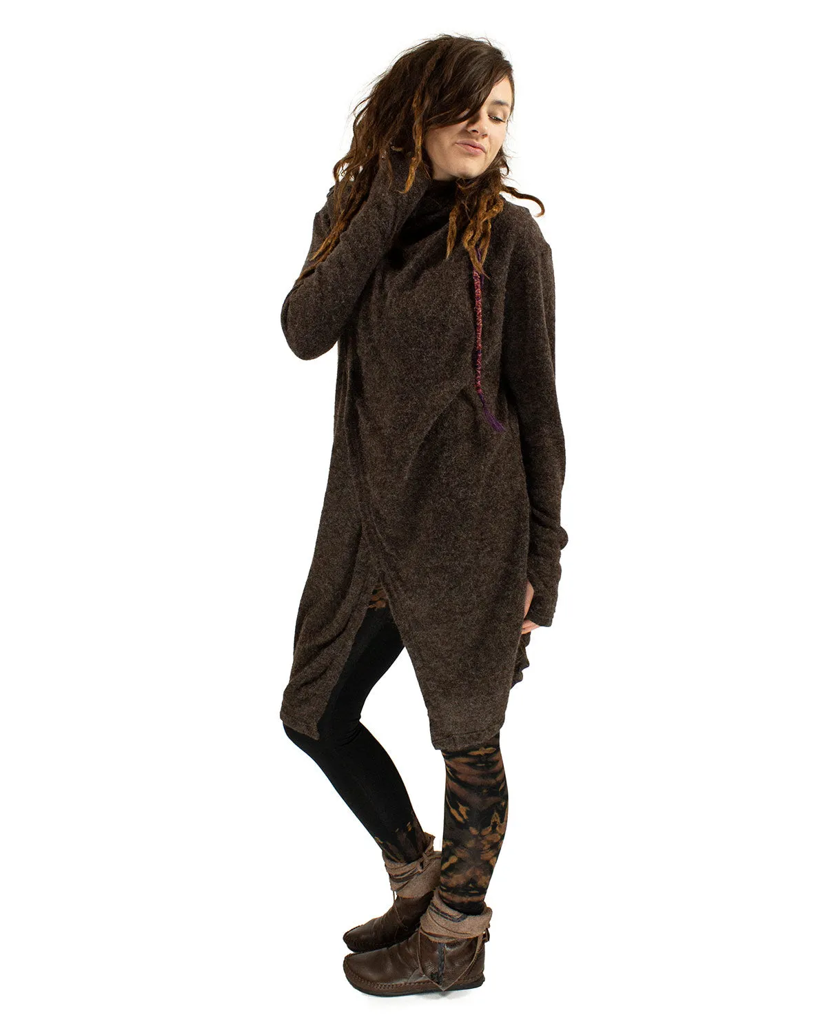 Hara Long Cardigan Wrap Brown