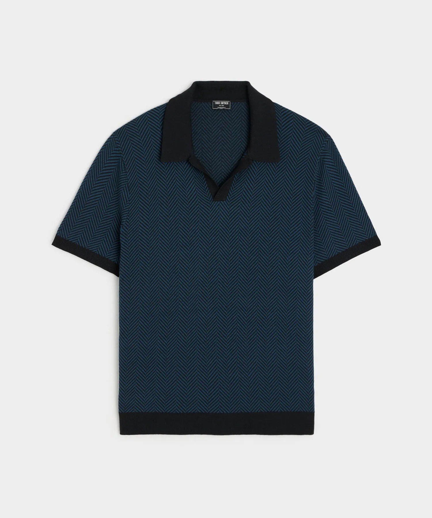 Herringbone Montauk Sweater Polo in Blue Note