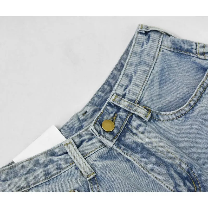 High-Waisted Niche Loose Fit Split Straight Jeans