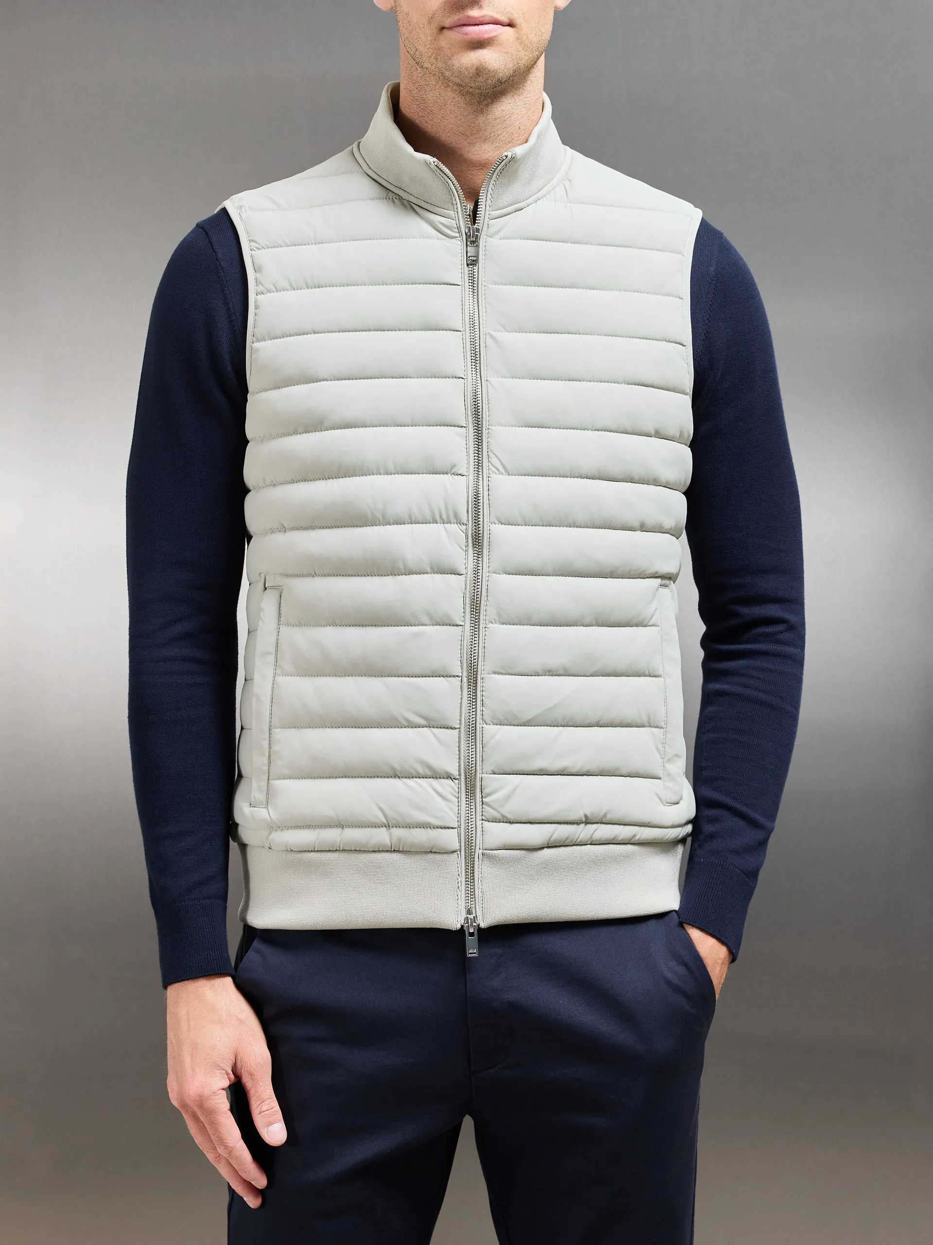 Hybrid Quilted Gilet in Stone