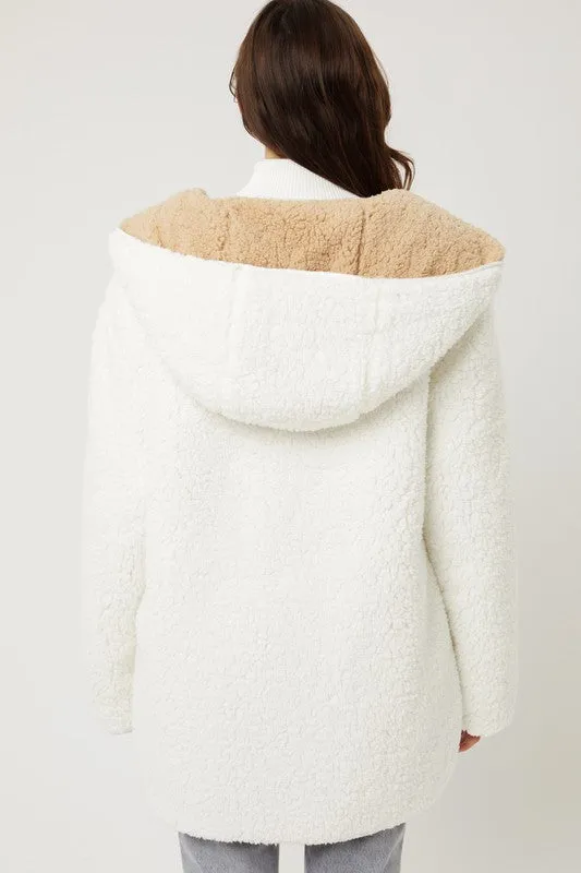 Ivory Teddy Faux Fur Sherpa Fleece Jacket