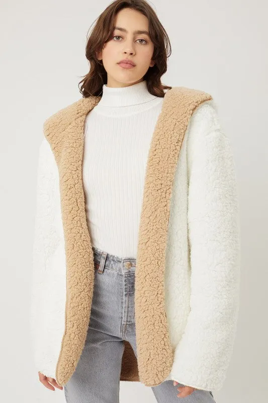 Ivory Teddy Faux Fur Sherpa Fleece Jacket