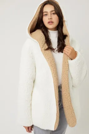 Ivory Teddy Faux Fur Sherpa Fleece Jacket