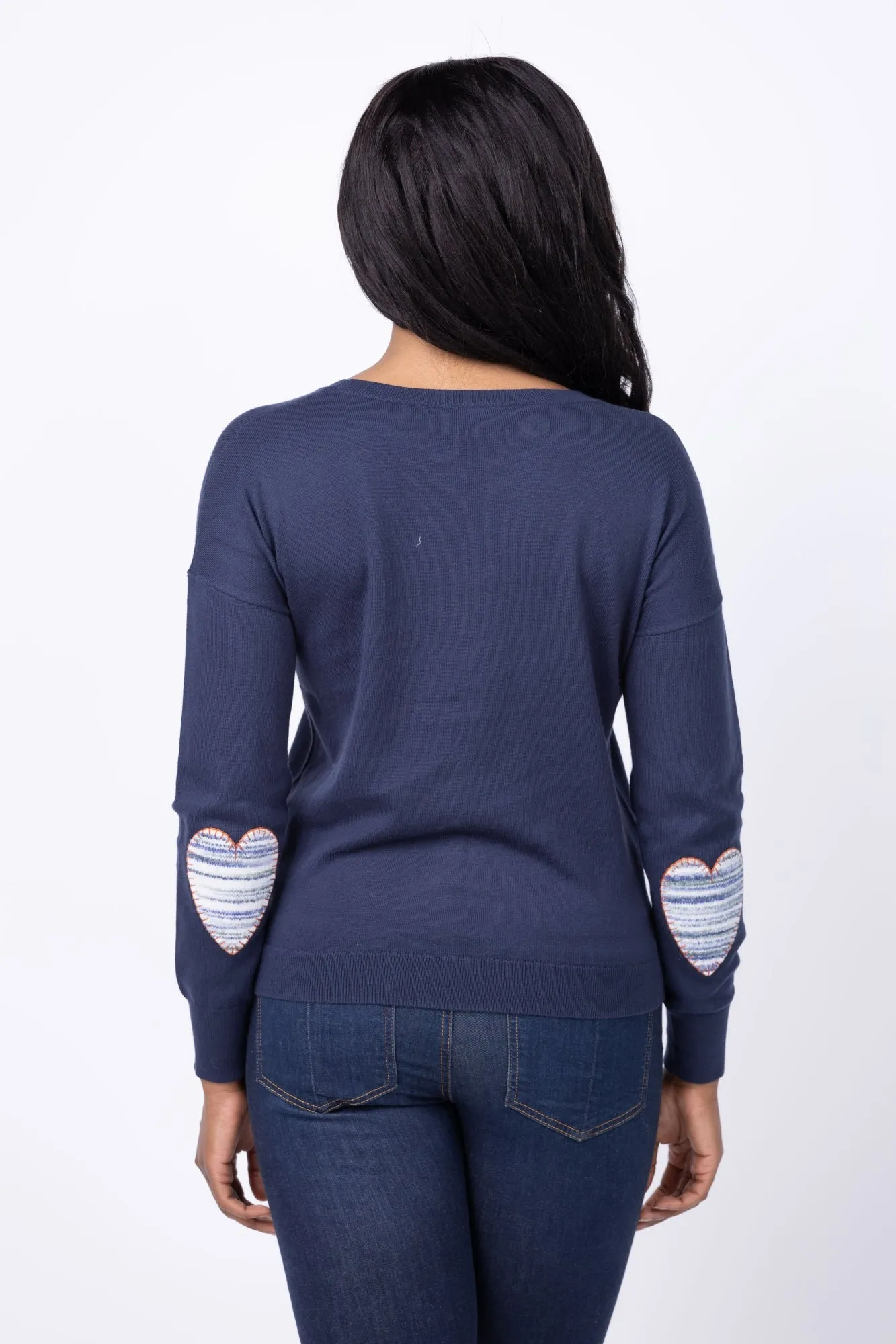 J. Society Heart Patch Sweater in Navy