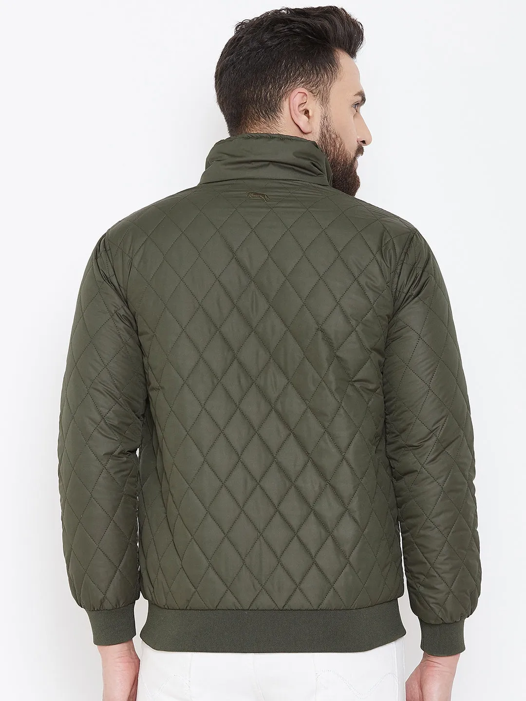 JUMP USA Men Green Design Casual Quilted Jacket