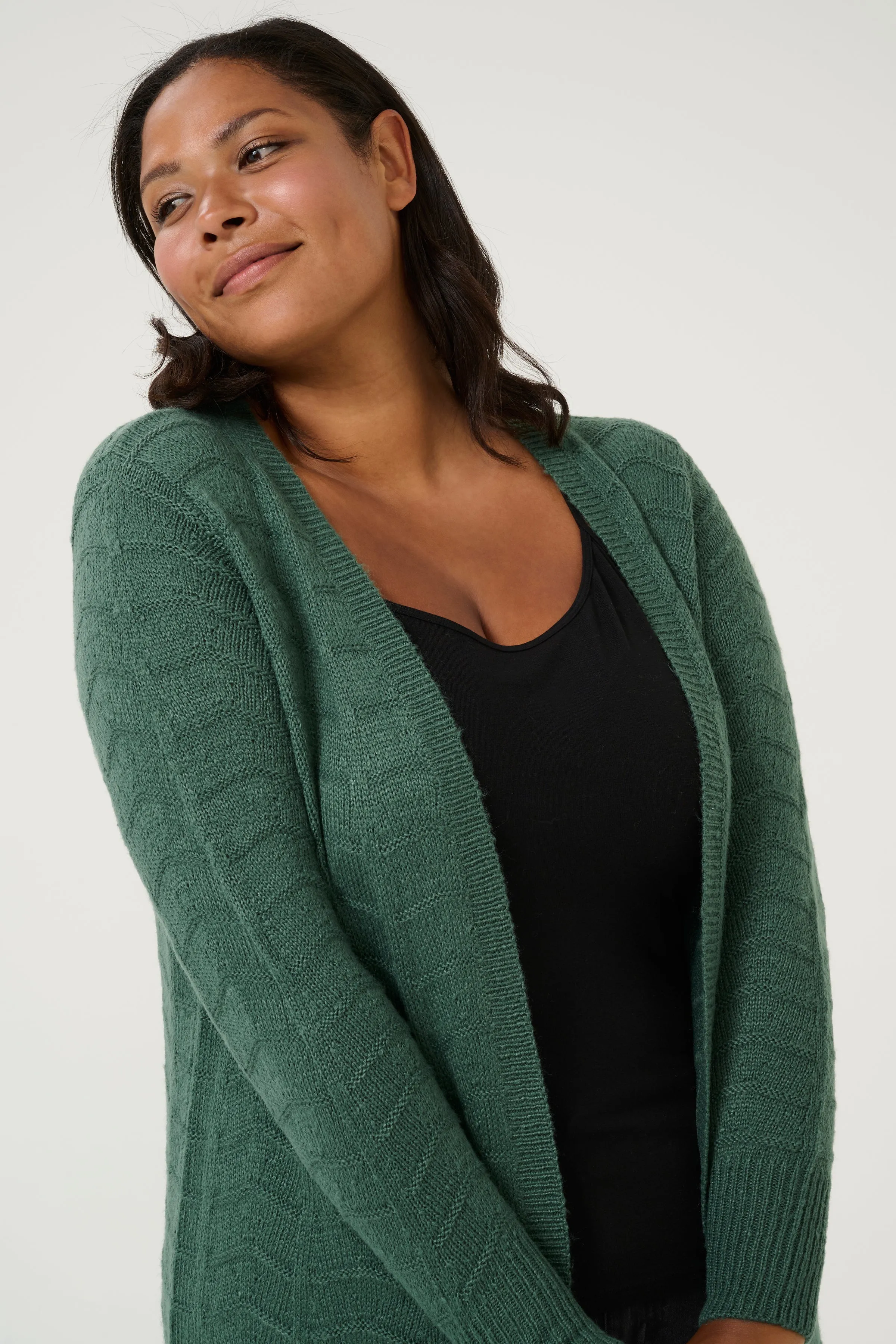 Kaffe Curve Emana Knit Cardigan in Green