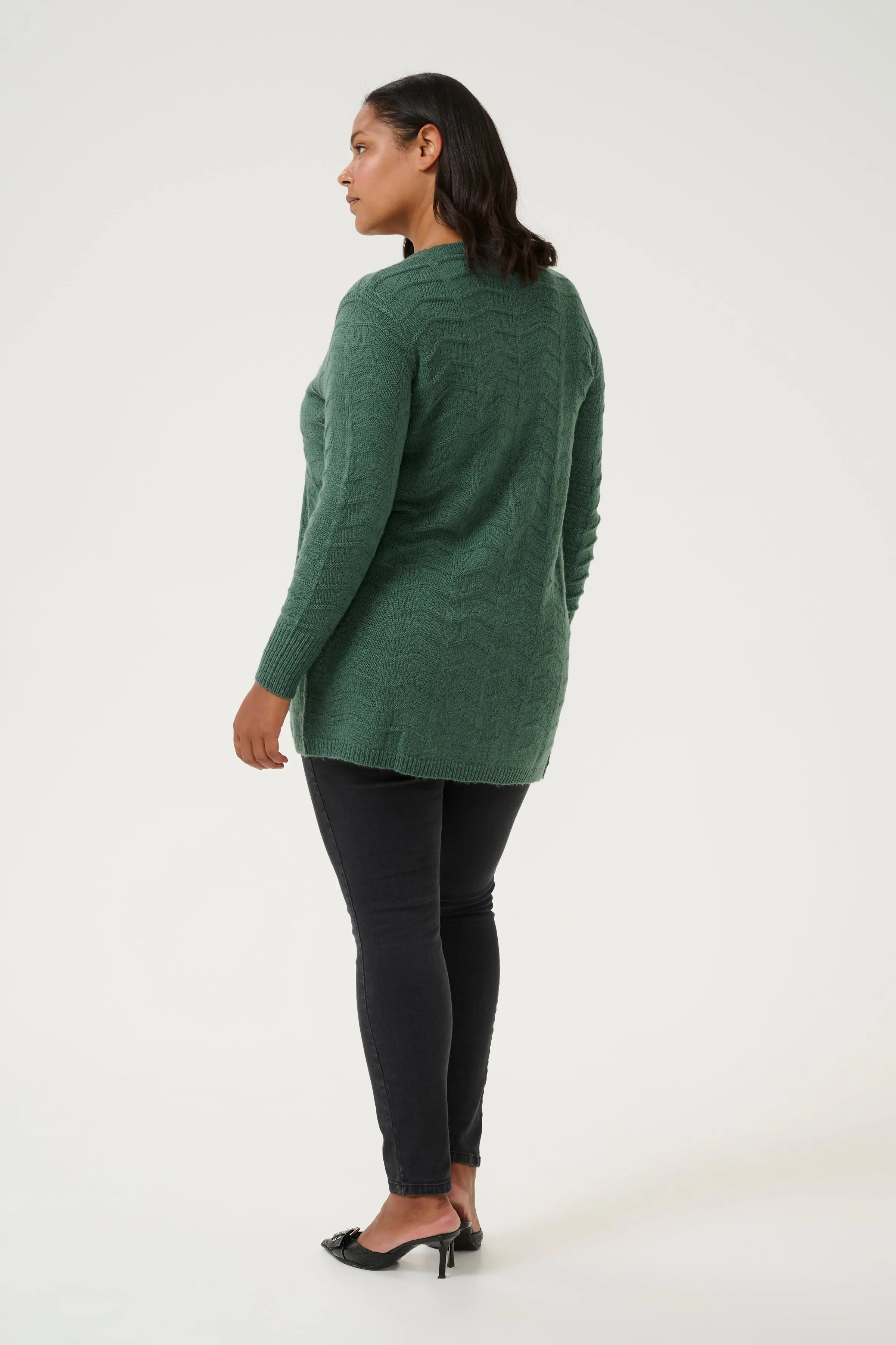 Kaffe Curve Emana Knit Cardigan in Green