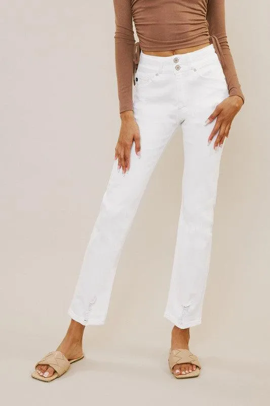 Kancan White High Rise Slim Straight Jeans