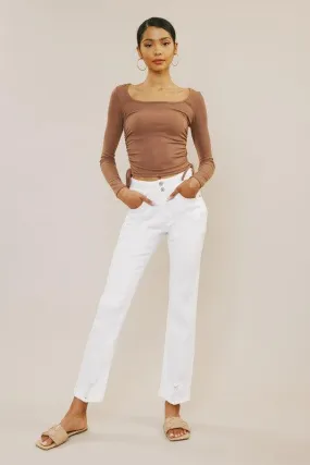 Kancan White High Rise Slim Straight Jeans