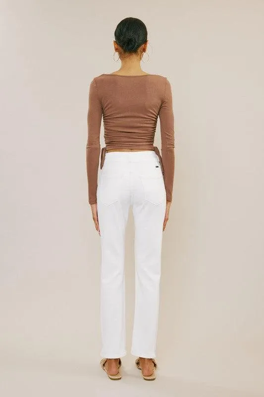 Kancan White High Rise Slim Straight Jeans