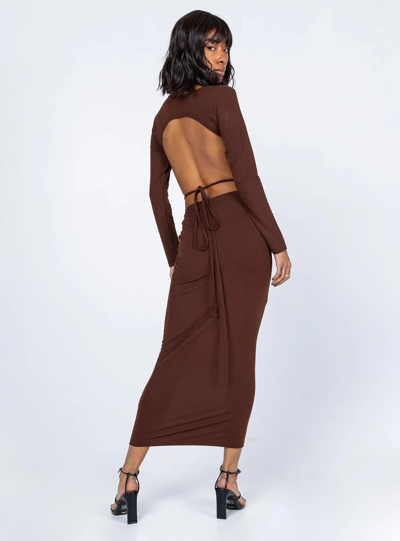 Kari Midi Dress Brown