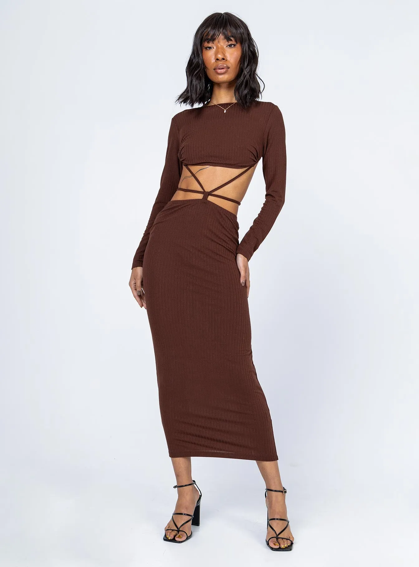 Kari Midi Dress Brown