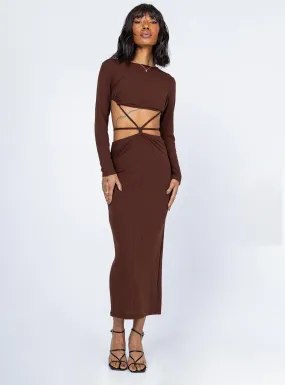 Kari Midi Dress Brown