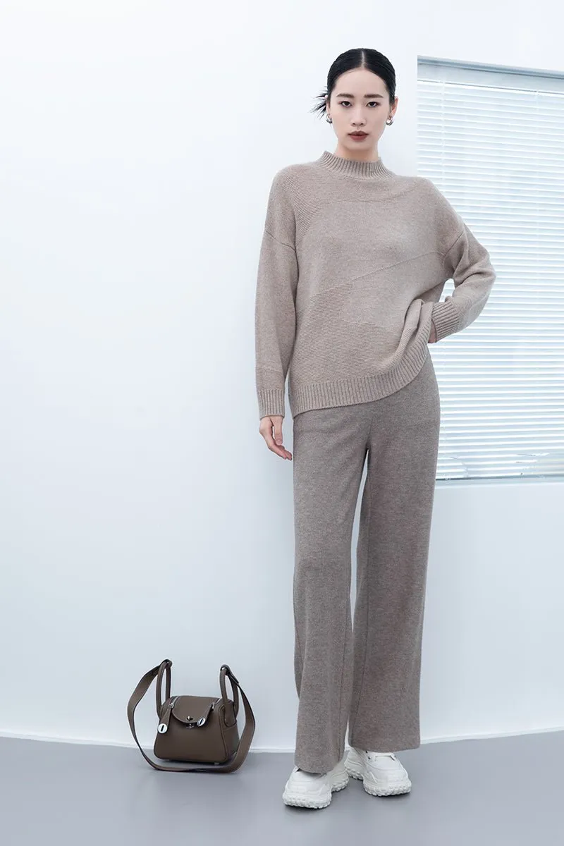 Khaki Grey Round-neck Wool Sweater