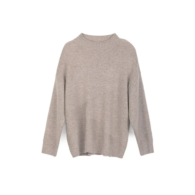 Khaki Grey Round-neck Wool Sweater