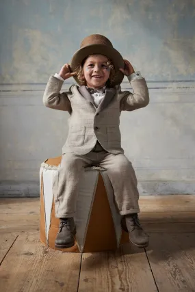 Kids' brown/gold herringbone trousers