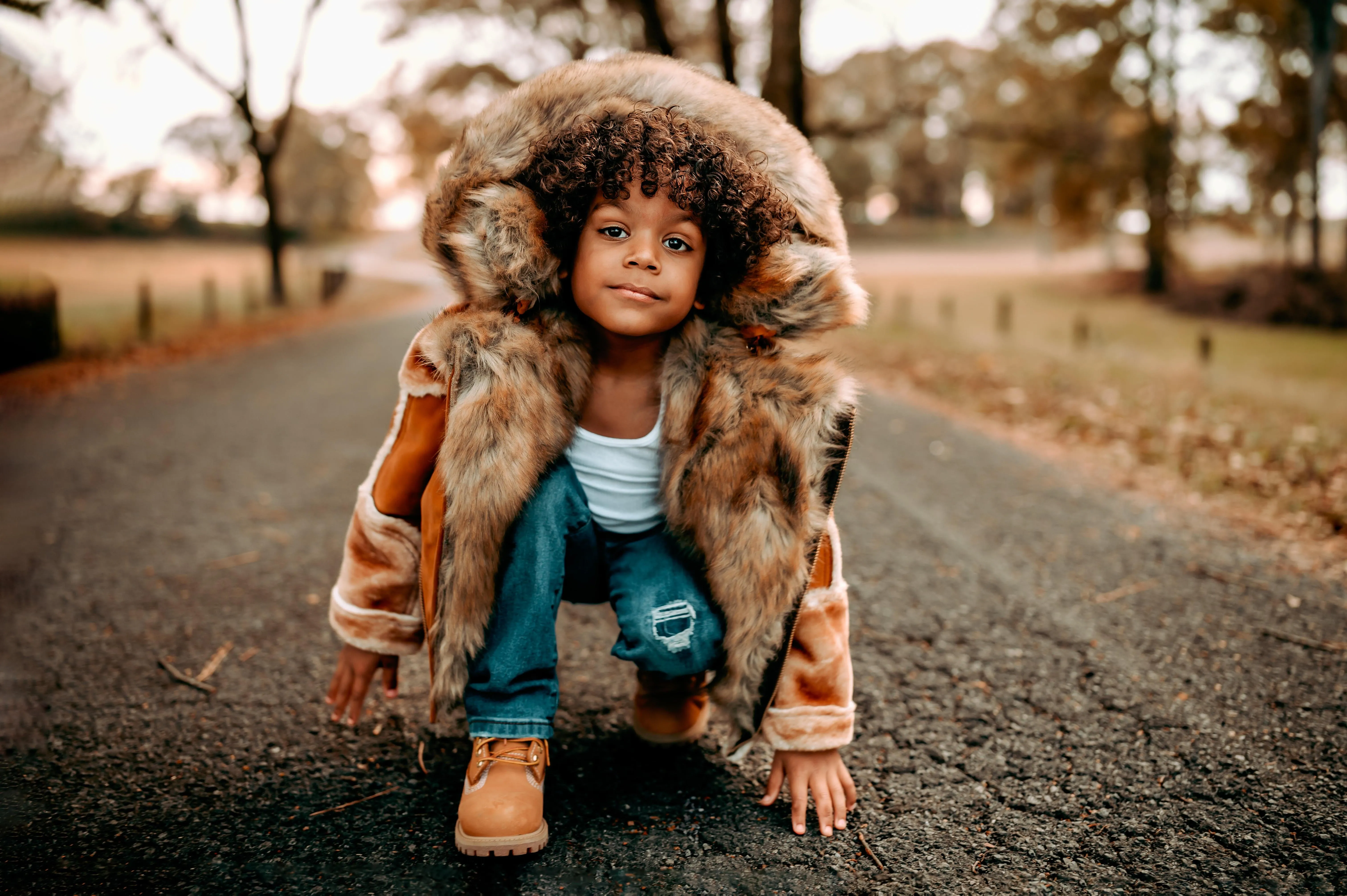 Kids El Jefe Shearling Moto Jacket (Cognac)