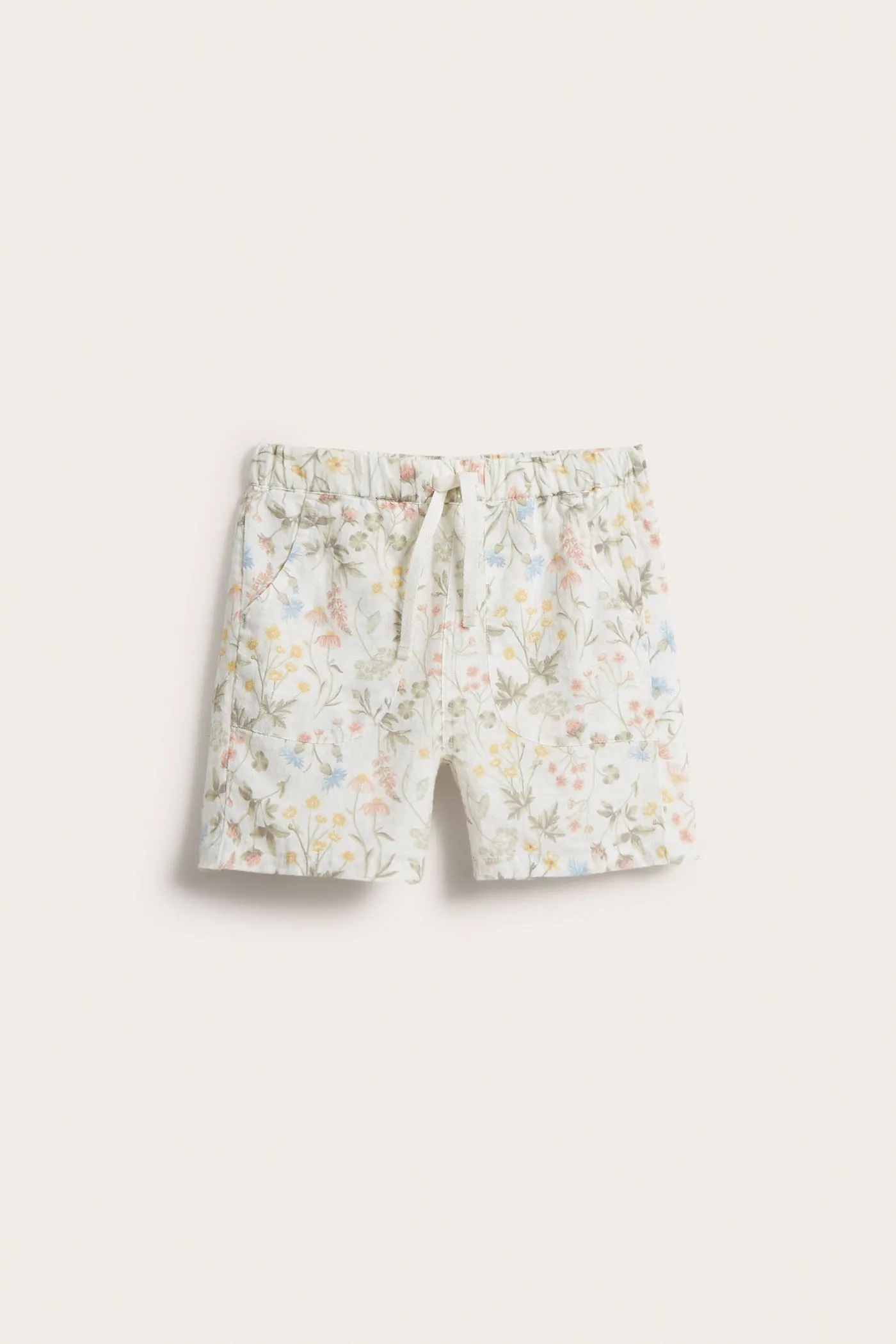 Kids white meadow flower shorts